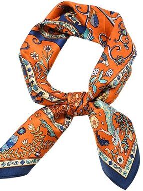 Pure Mulberry Orange-1 Square Scarf Women Soft Head Neck Scarf Gift Packed
